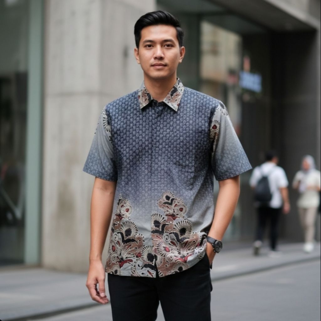 Batik Pria Lengan Pendek Modern Reguler Bahan Katun | Seragam Batik Cowok Pesta Pernikahan Dan Kanto