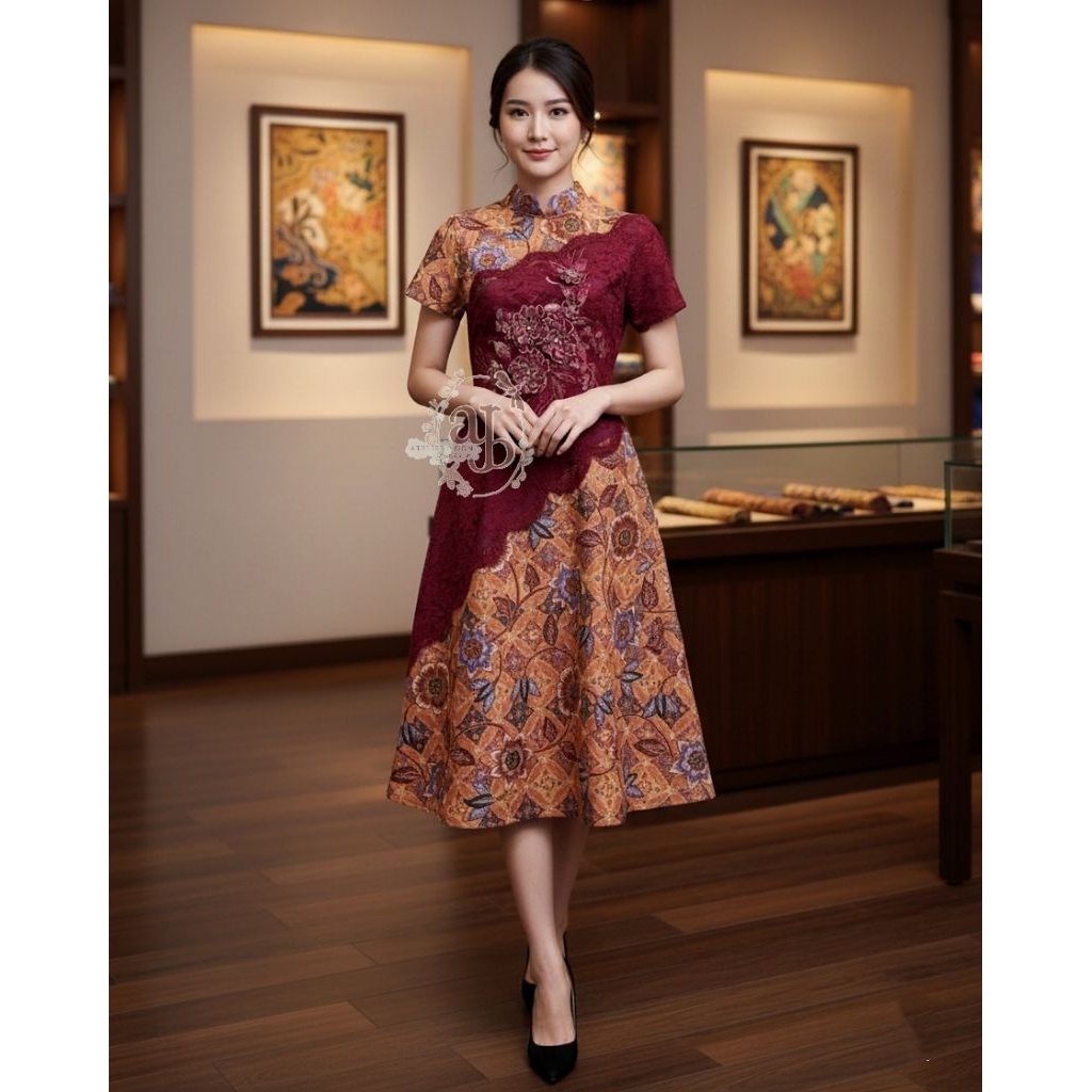 Huángrong dress BATIK CNY Sincia Imlek, kombinasi brukat dan bordir 3D | by atelier.yoon