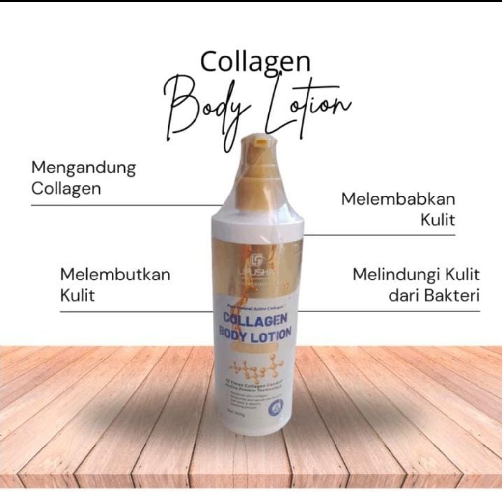 Lifusha Collagen Body Lotion Pemutih Badan 300g Pelembab Kulit Kering Mencerahkan Mengandung Collage