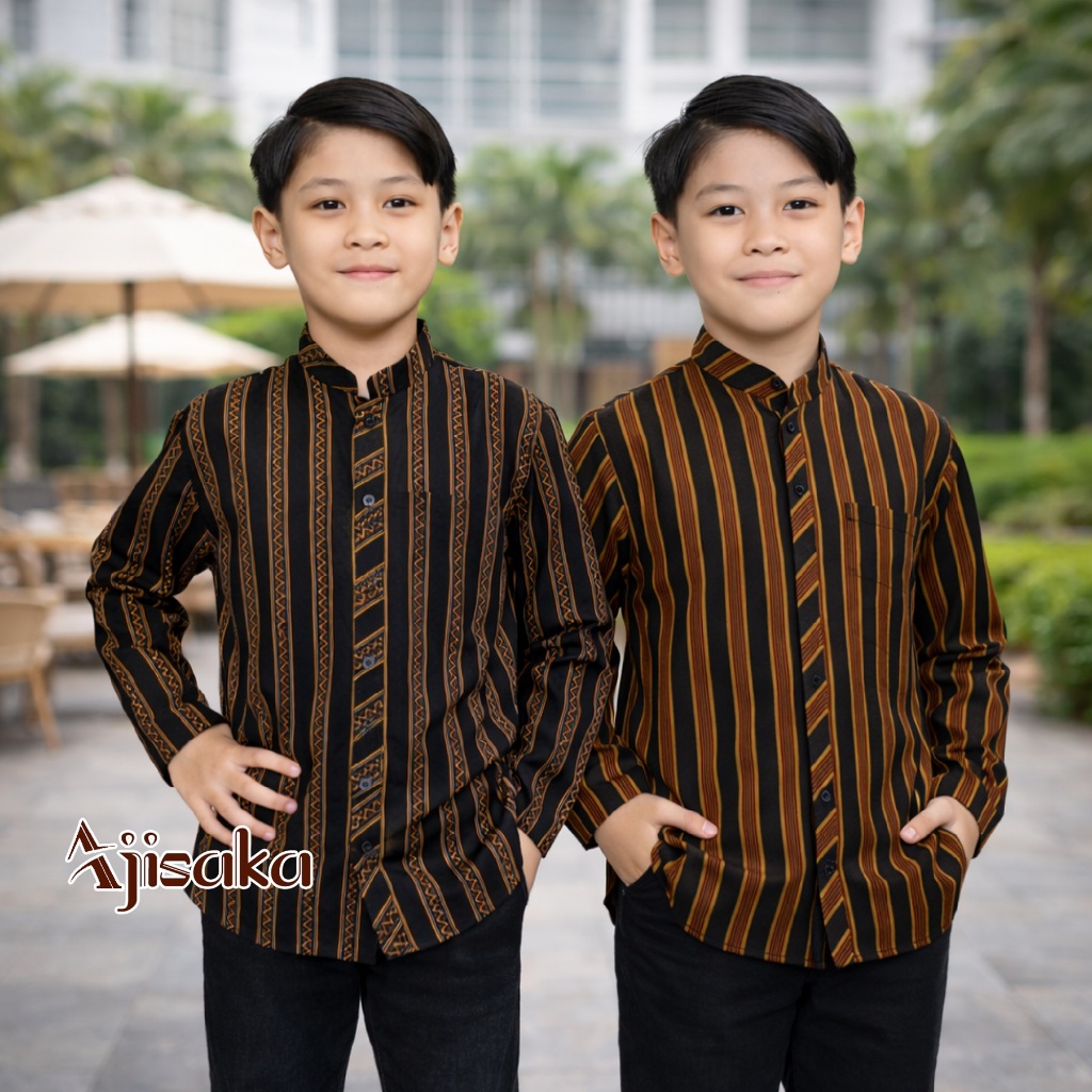 Baju Lurik Jawa Anak Laki-Laki Katun Pakaian Adat Tradisional Jawa Usia 3-13 Tahun TK SD Remaja