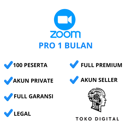 ZOOM Meeting PREMIUM Pro 1 BULAN 100 Peserta - Unlimited Durasi, Fitur Lengkap,full garansi