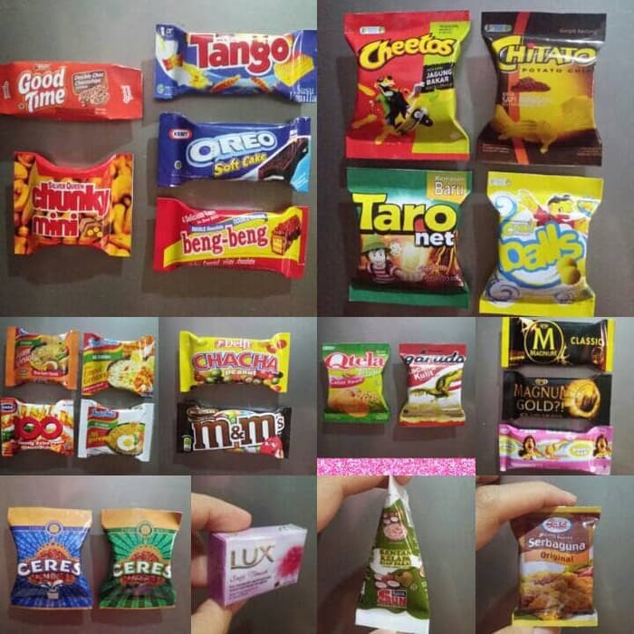 AOB_ECERAN Tempelan Kulkas Magnet Miniatur Snack Jajanan Souvenir Koleksi Mainan