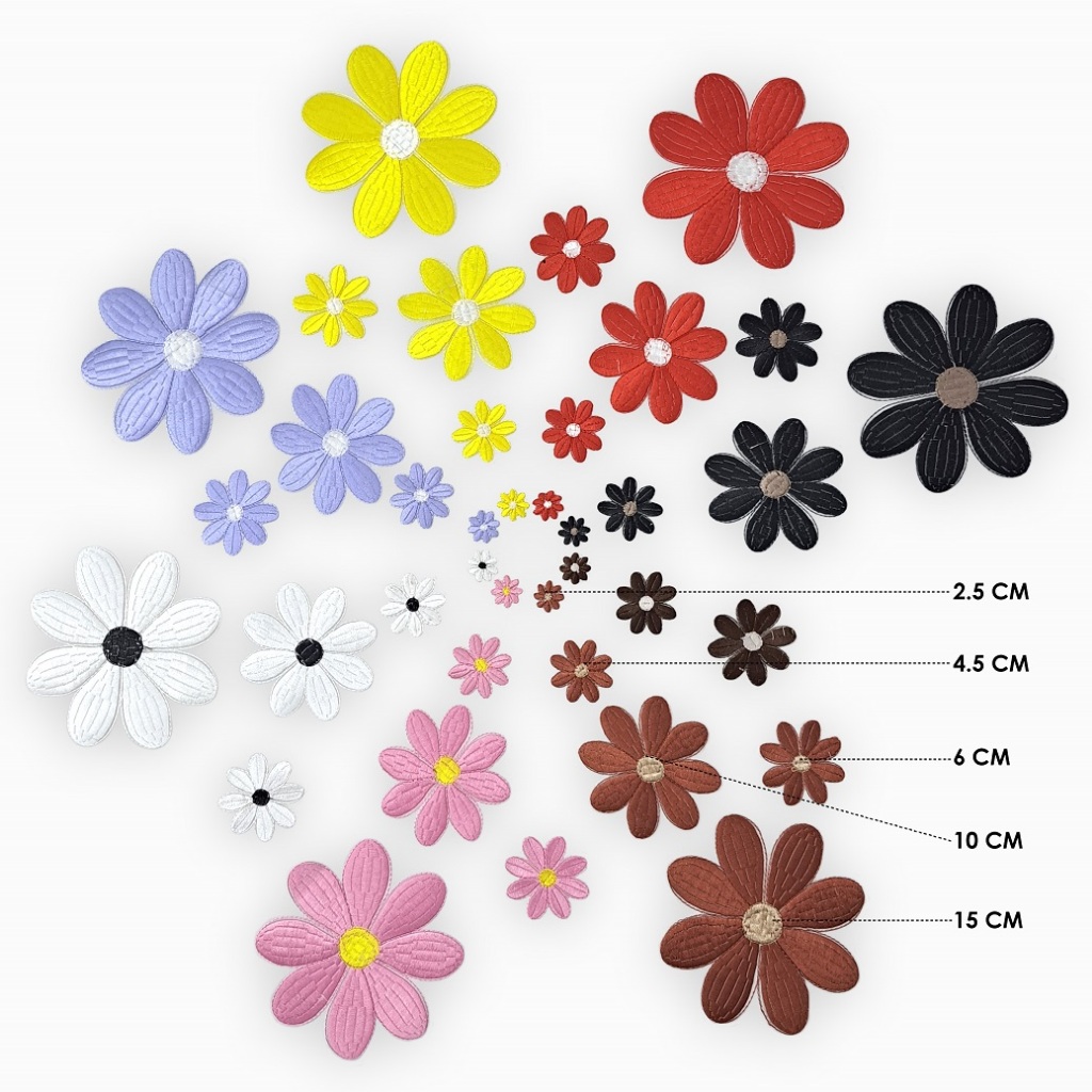 Patch Bordir / Kain Renda Bordir Motif Bunga Matahari Multicolor D#19060