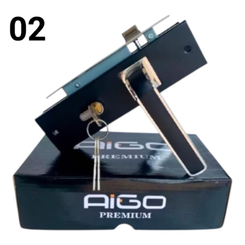 Kunci Pintu Handle AIGO Premium Hitam Set Lengkap 02 dan 07;+ Anak Kunci | Kunci Pintu Rumah