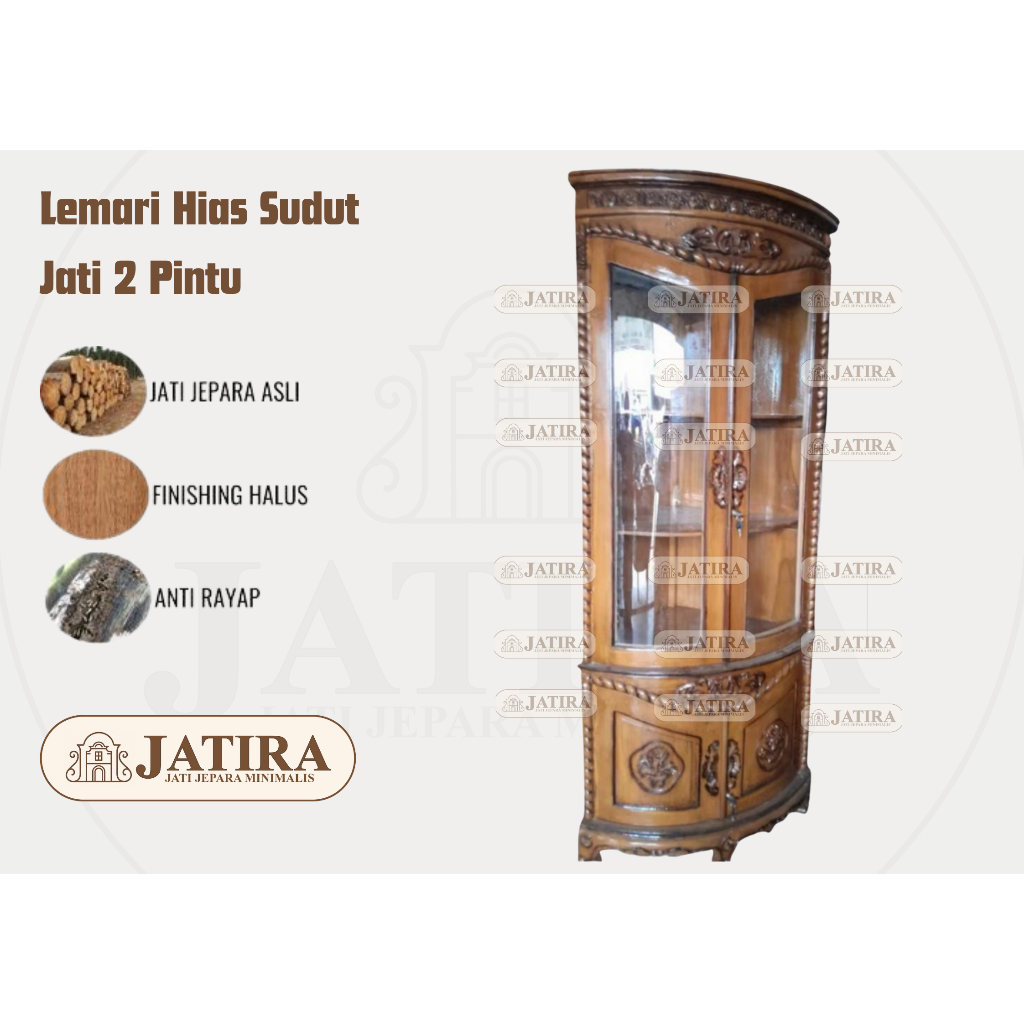 Lemari Hias Sudut Jati 2 Pintu | Lemarir Hias Sudut Jati Jepara Asli Murah Palembang