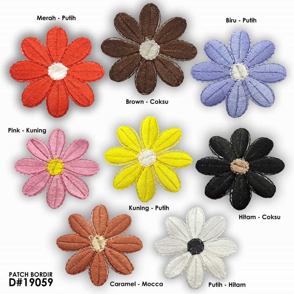 Patch Bordir / Kain Renda Bordir Motif Bunga Matahari Multicolor D#19059