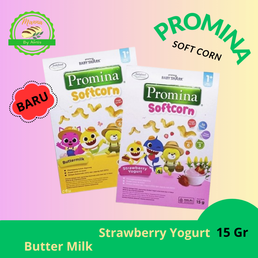 PROMINA SOFT CORN Baby 1th+ Butter Milk - Strawberry Yogurt 15Gr