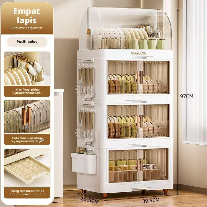 Rak Pengering Piring Lipat Rak Piring Plastik Tertutup  Rak Cuci Piring & Mangkok Dapur  Perlengkapa