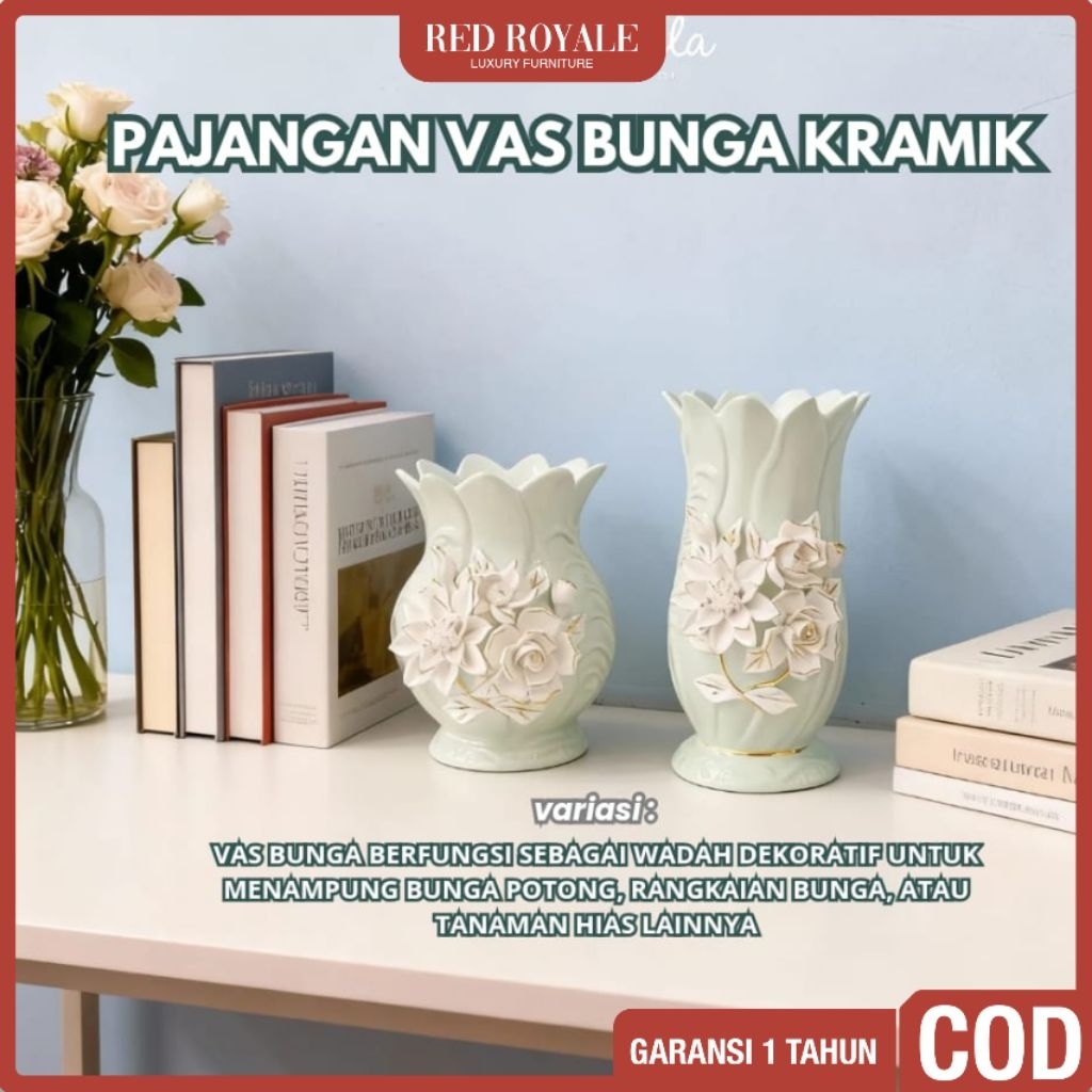 vas bunga keramik dekorasi hiasan ruang tamu minimalis
