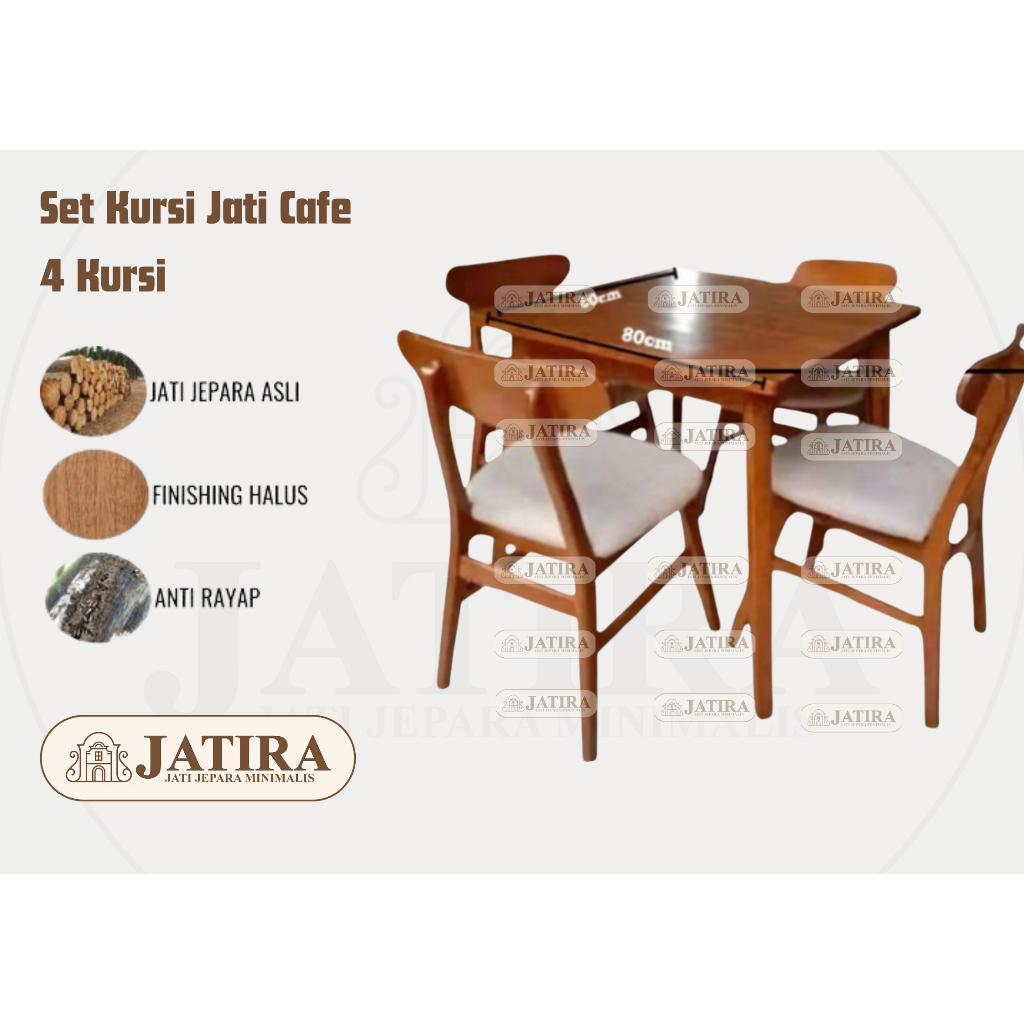 Meja Makan 4 Kursi Kayu Jati Jepara Cafe | Meja Makan Jati Asli Jepara Murah Palembang
