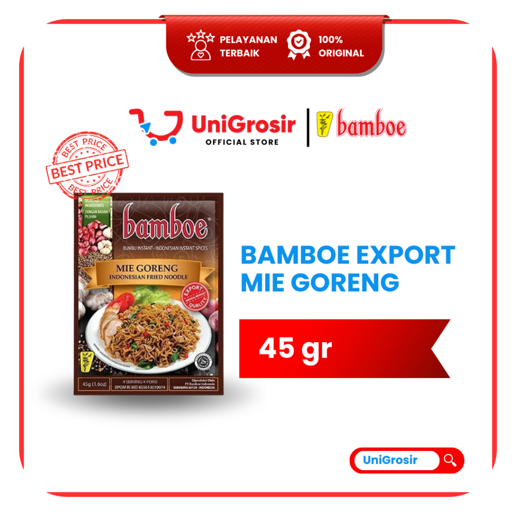 [UniGrosir] BAMBOE EXPORT MIE GORENG FRIED NOODLE BUMBU MASAK INSTAN ~ 45 gr