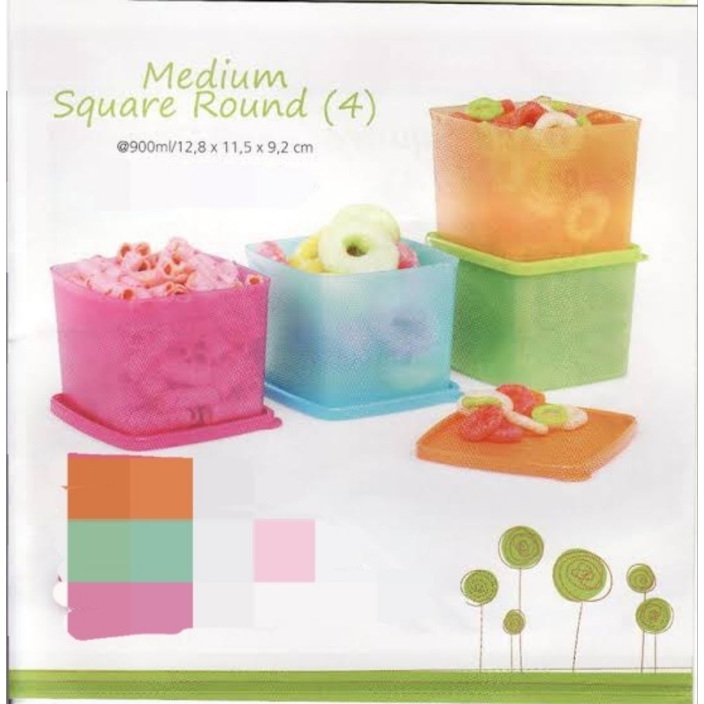 Medium Square Round Tupperware/wadah serbaguna