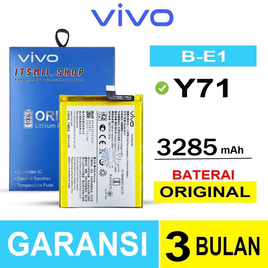 BATERAI BATRE VIVO B-E1 /  B-E1 ORIGINAL BATRE HP VIVO Y71 1724 1801i/VIVOY71i  1801 0RIGINAL