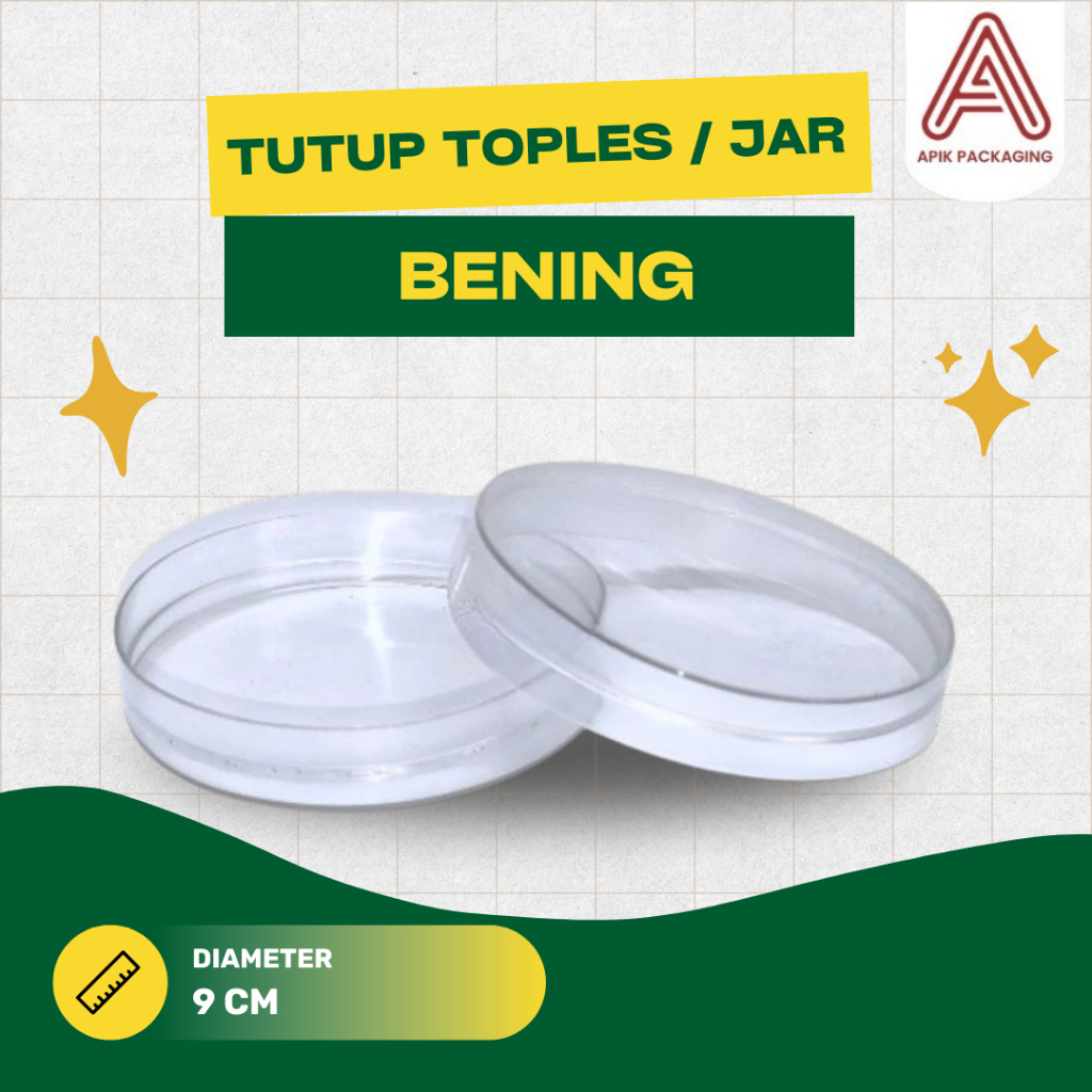 Tutup Jar Bening Diameter 9 cm | Tutup Toples Aluminium Plastik Transparan