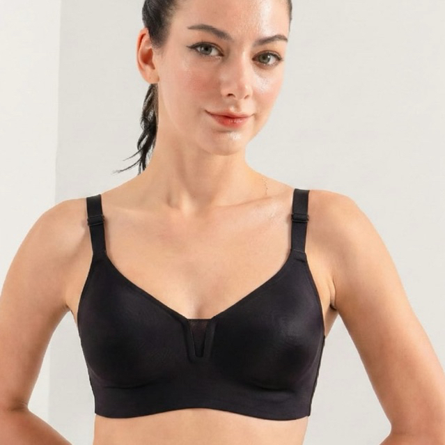 FIORI Bra ELISA BLACK Seamless | Bra Tanpa Kawat Busa Tipis | Tali Kecil Kait 3 | Bra Remaja Gadis I