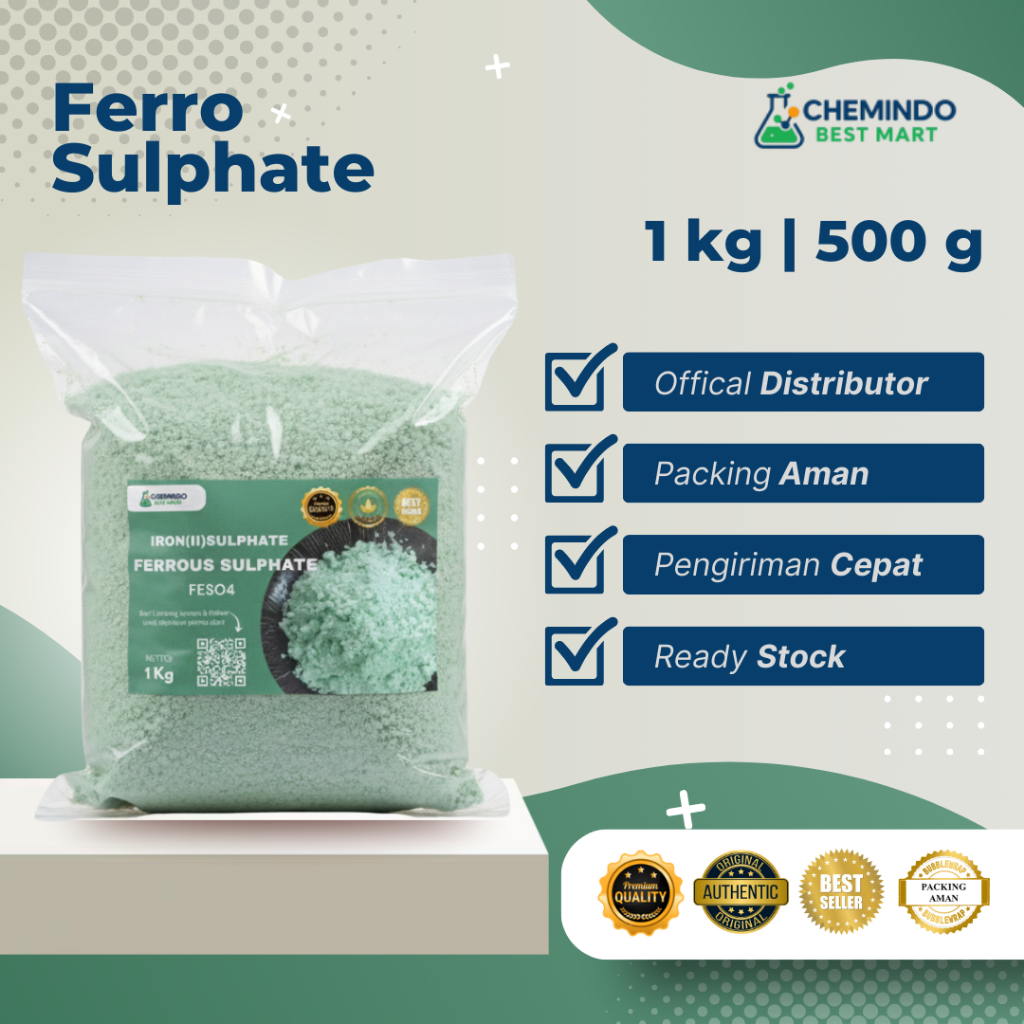 FeSO4 Heptahydrate 1KG | Ferrous Sulphate Zat Besi | Pupuk Penghijau Daun, Anti Kuning & Water Treat