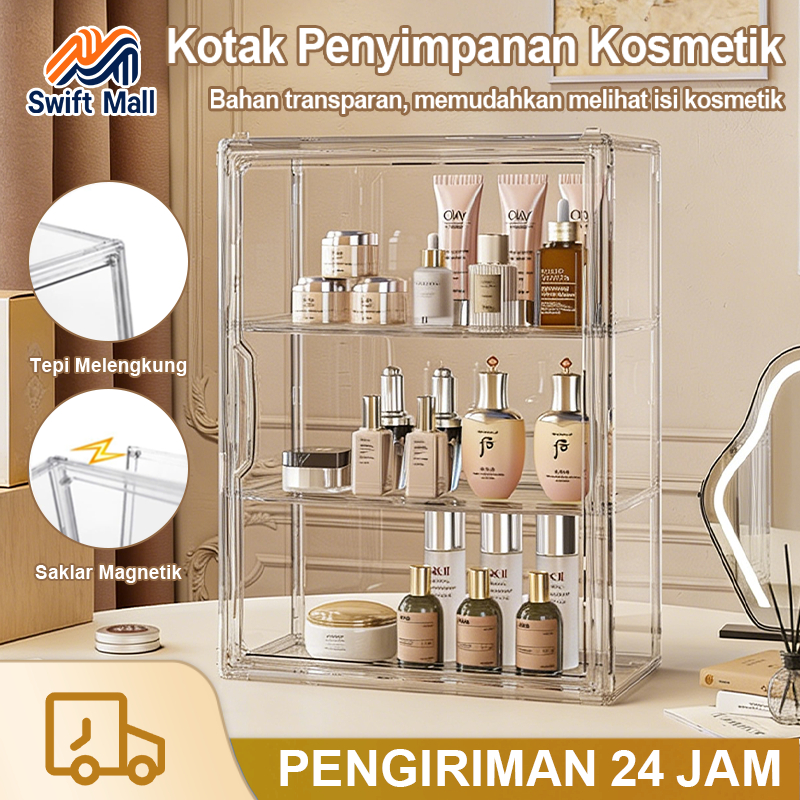 Swift Mall Acrylic Transparant Cosmetic Display Box Kotak Penyimpanan Kosmetik Display Transparan Ko