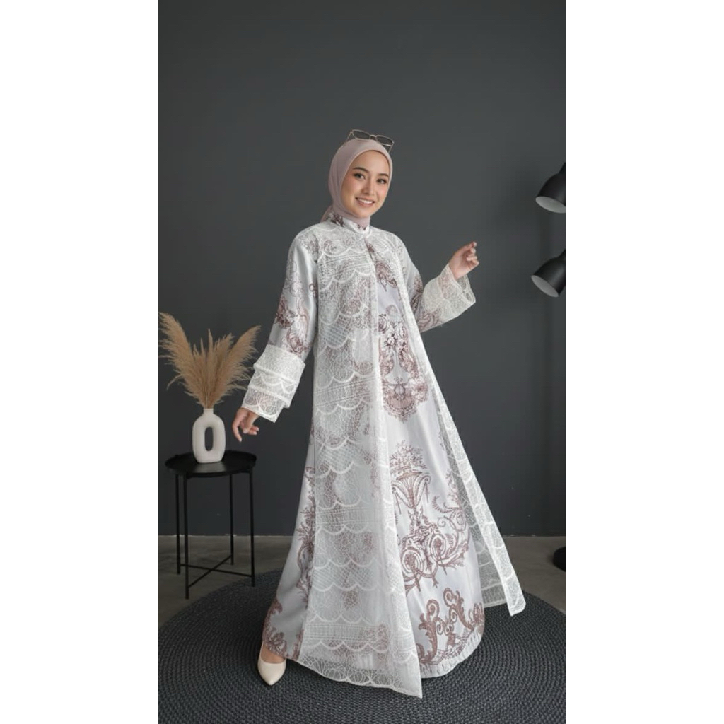 Dres Raya Safiya Armany Sultan Motif Klasik Mix Tile Cantili