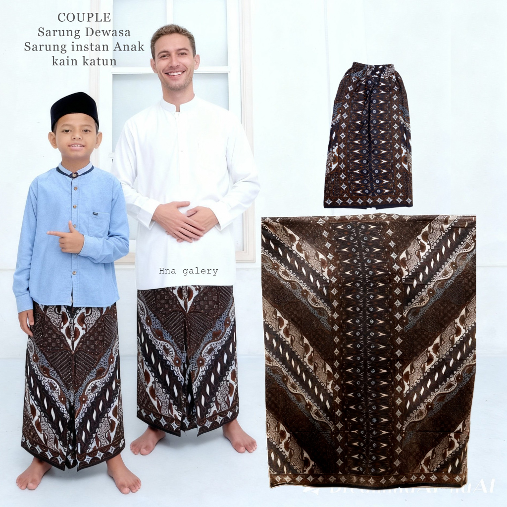 COUPLE sarung ayah & sarung instan anak kain katun motif batik pekalongan