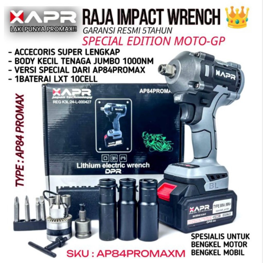 APR Impact Wrench AP84PromaxM APR Cordless Impact Wrench Alat buka baut ban APR AP84promaxm