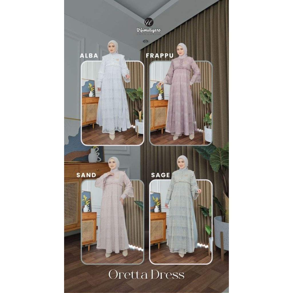 Urfimutiyaro Baju Gamis Muslim Lace Brukat Pesta Ied Series Oretta Dress