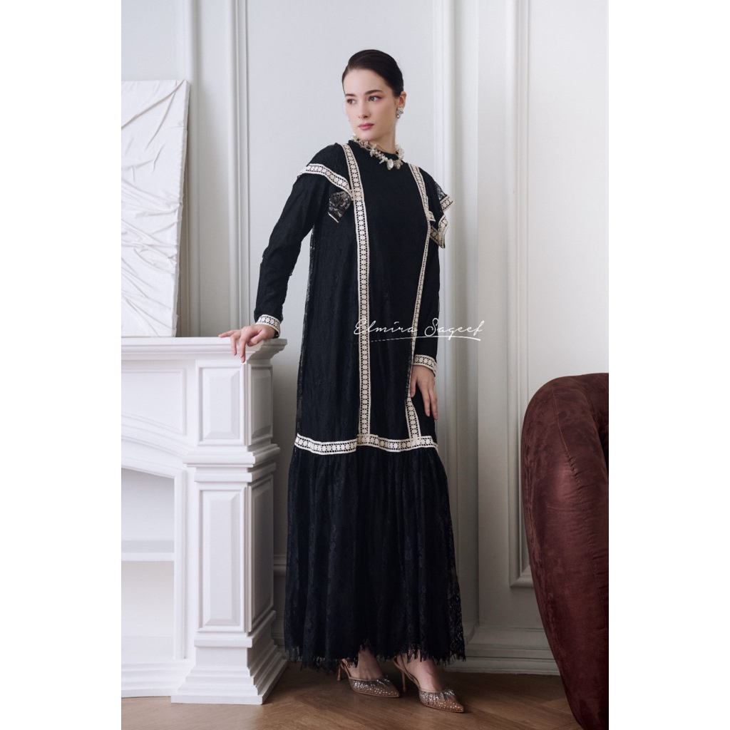 JAMEELA DRESS IN BLACK | DRESS CHANTILY | ELMIRA SAGEEF