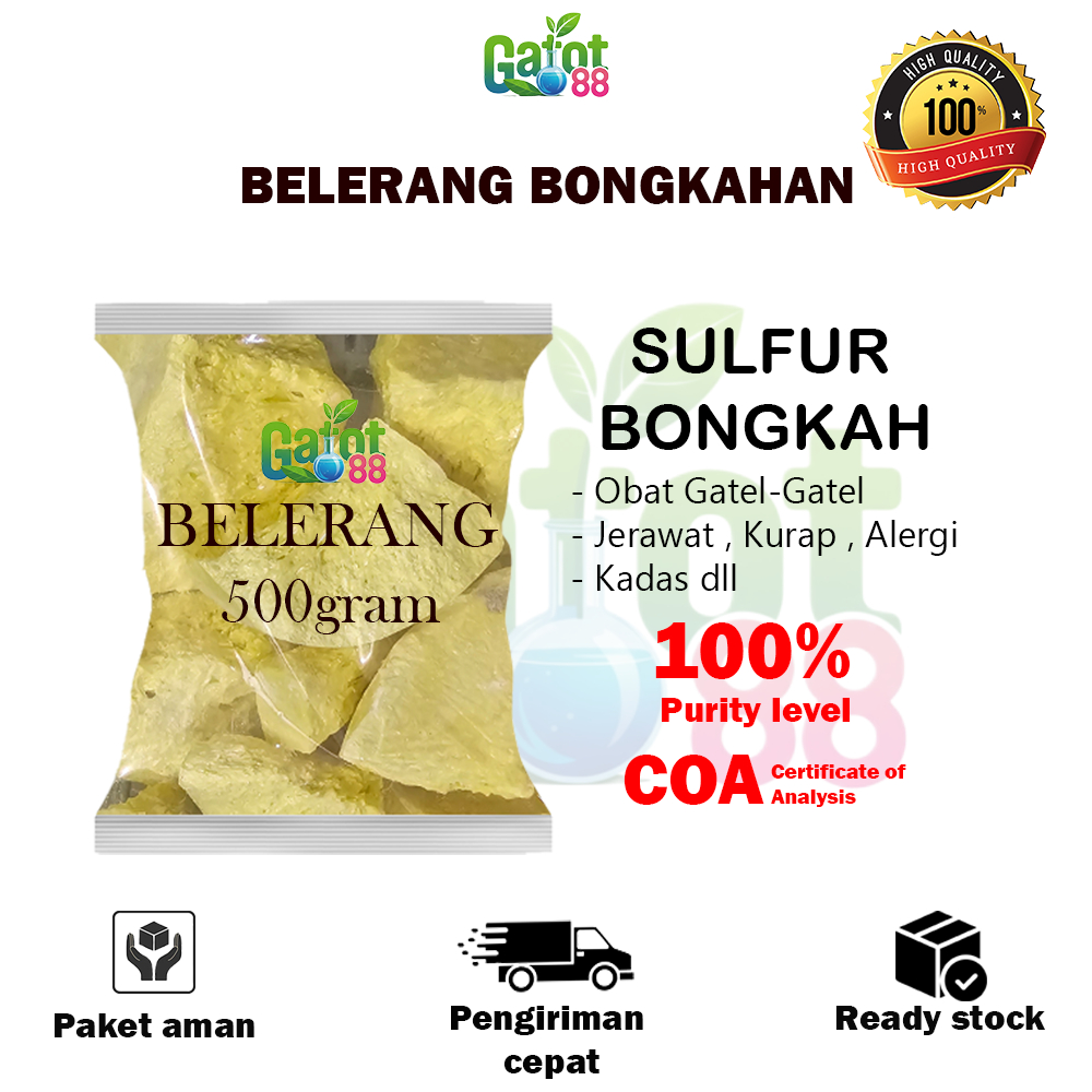 Belerang Bongkahan 500gram / Belerang Sulfur / Sulfur Bongkahan / Belerang 99.8% /Bongkahan Murah