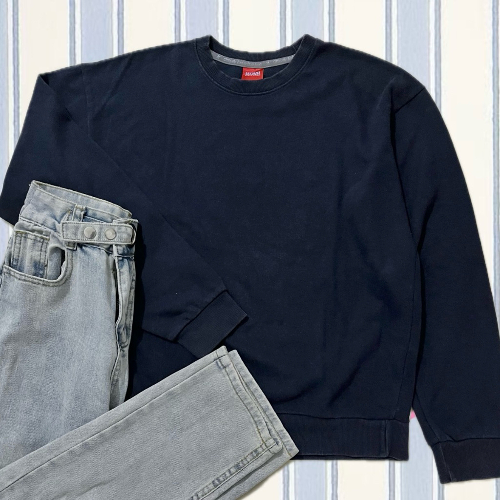 Crewneck Sweater Marvel Navy Preloved | Oversize Fit