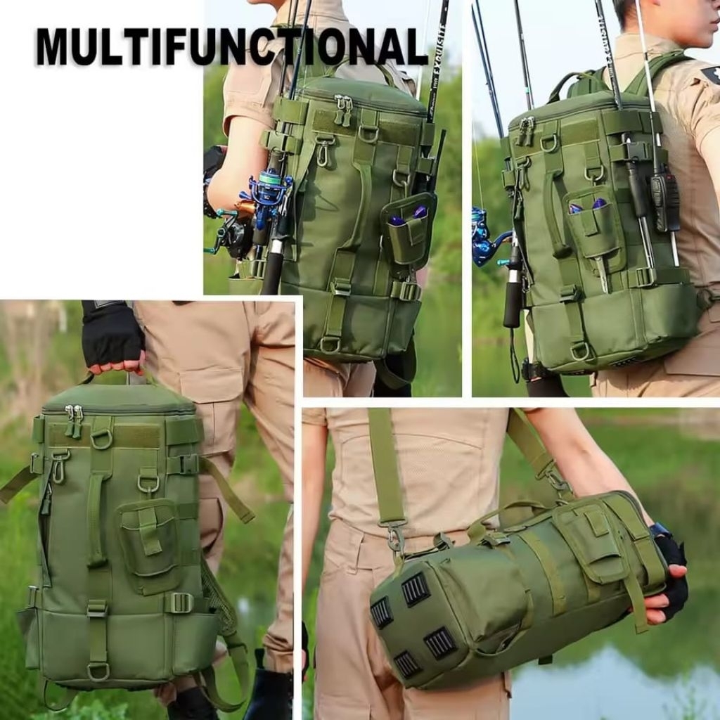 Ransel 3 in 1 Joran Pancing Tas Trevel Outdoor FishingBackpack Tas Peralatan Memancing Model Ransel 