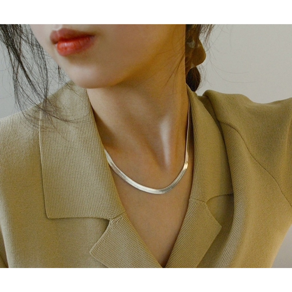 Kalung Aesthetic Rantai Tipis Silver Casual Daily Wear