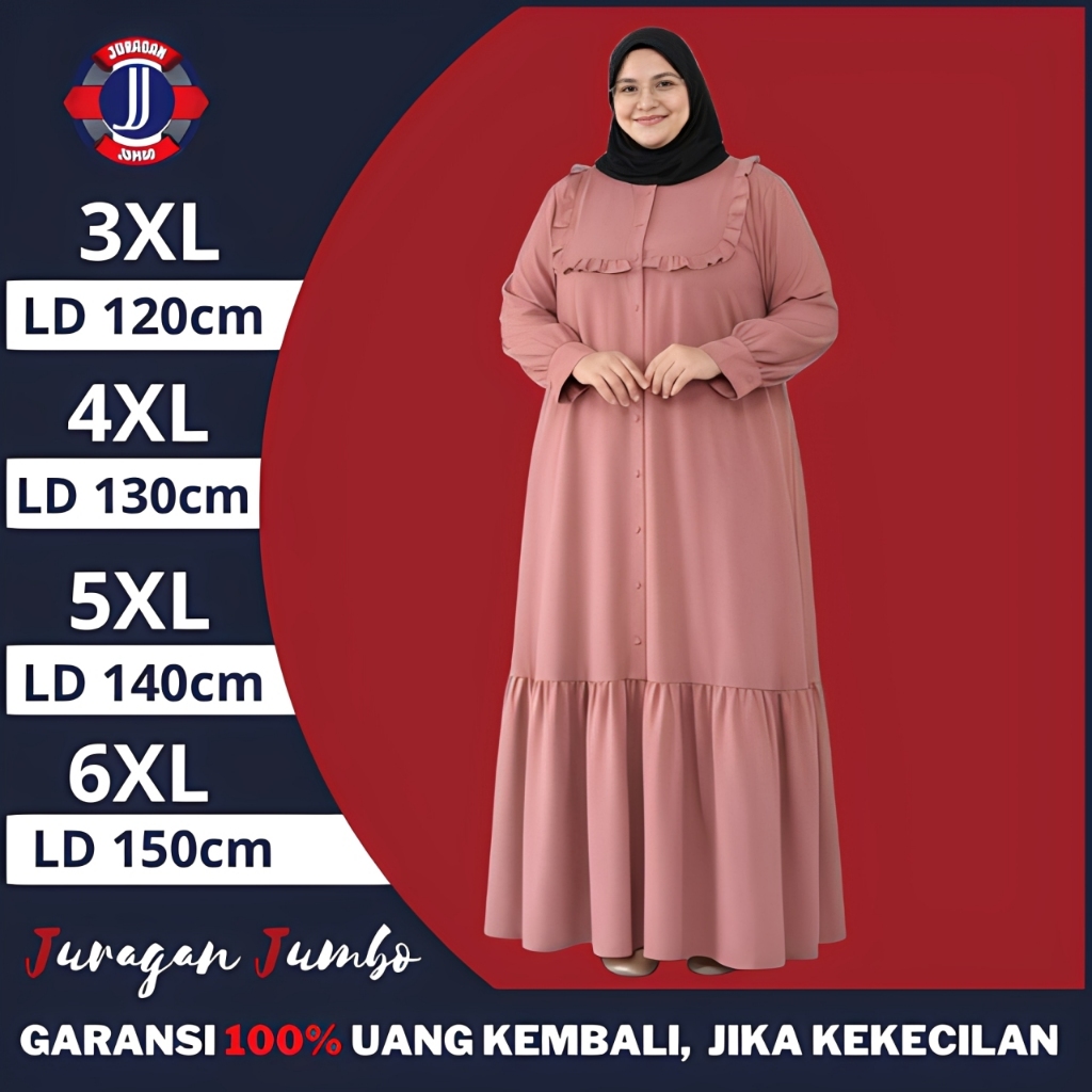 Gamis Jumbo Polos Premium Mewah Elegan Dress Muslim Syari Terbaru LD 120 130 140 150
