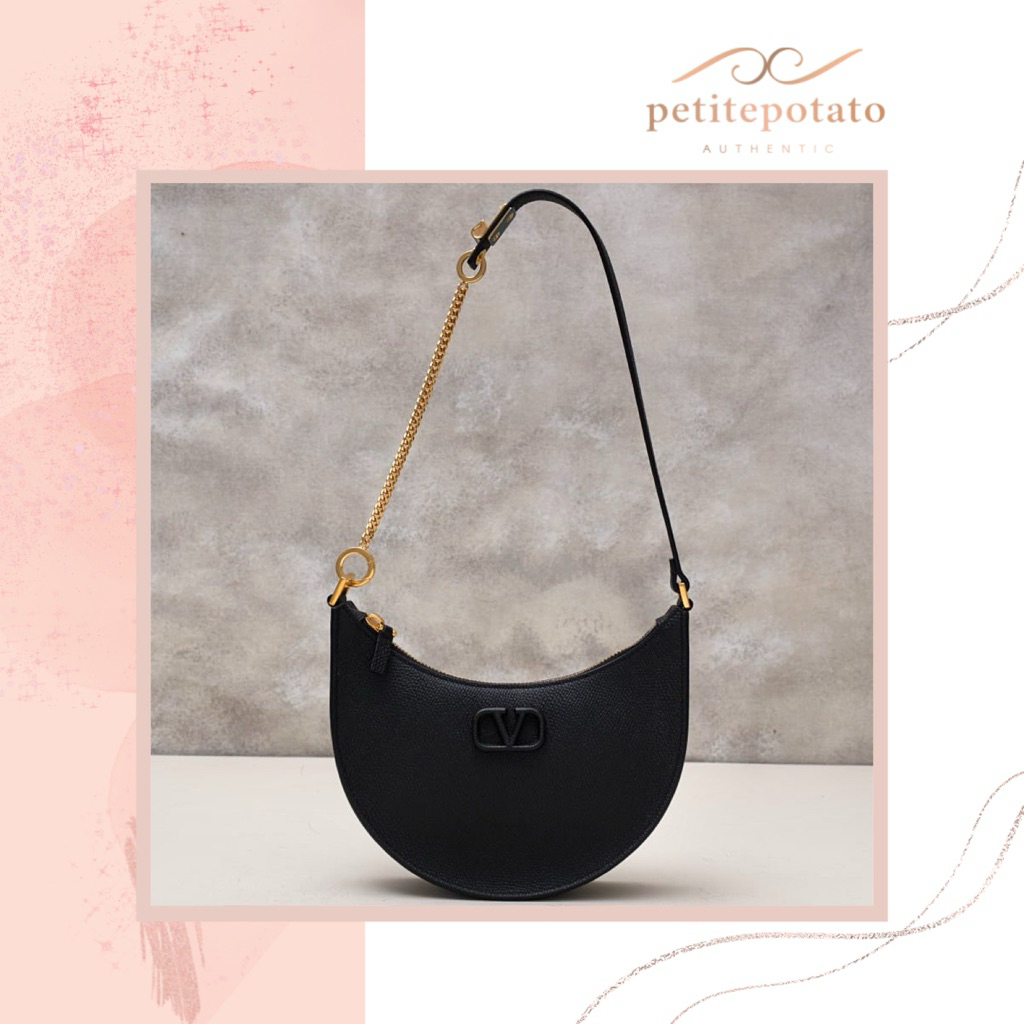 TAS BRANDED WANITA VALENTINO MINI VLOGO HOBO BAG GRAINED LEATHER