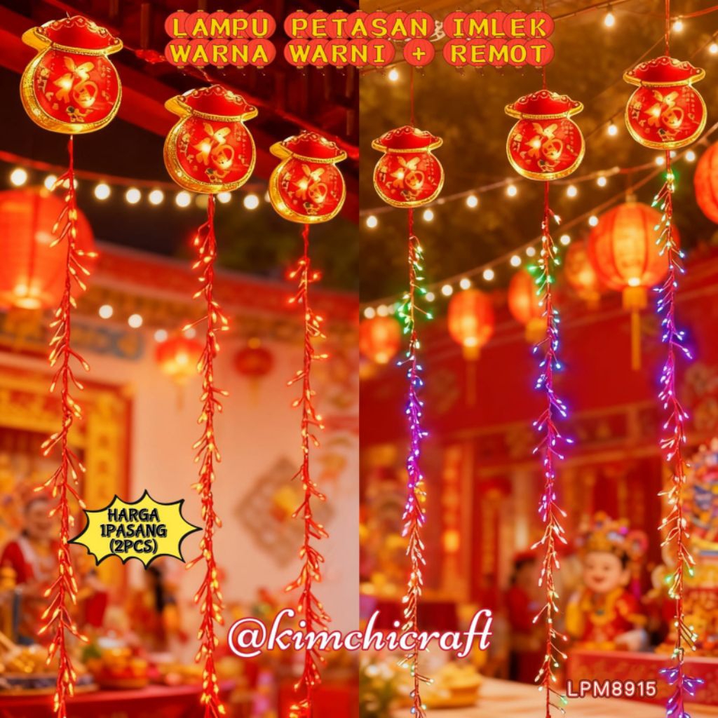 (1PASANG) LAMPU PETASAN IMLEK IMPORT PREMIUM / LAMPU LED YEN BAO IMLEK MUSIK + REMOT / LAMPU SINCIA 