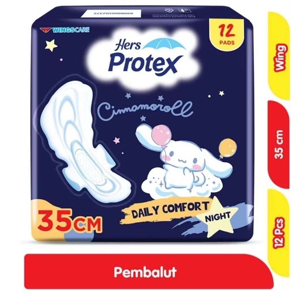 Hers Protex Pembalut Wanita Wing Malam 35 cm (12 pcs)