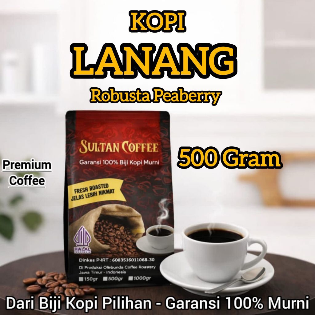 SULTAN COFFEE PREMIUM - Kopi Bubuk Biji Kopi Lanang 500 Gram - Kopi Lanang Premium Quality Terbaik