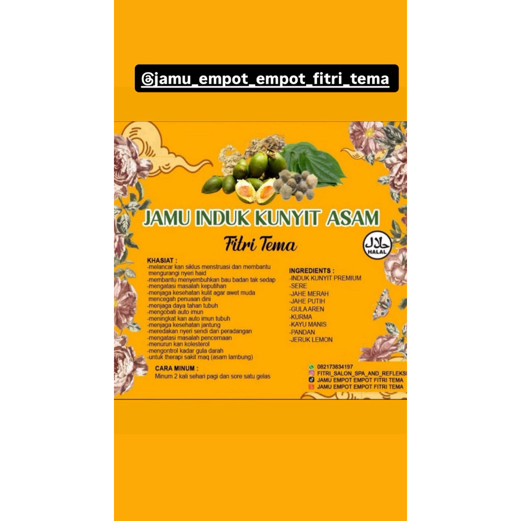 paket jamu induk kunyit asam 2  botol 150.000