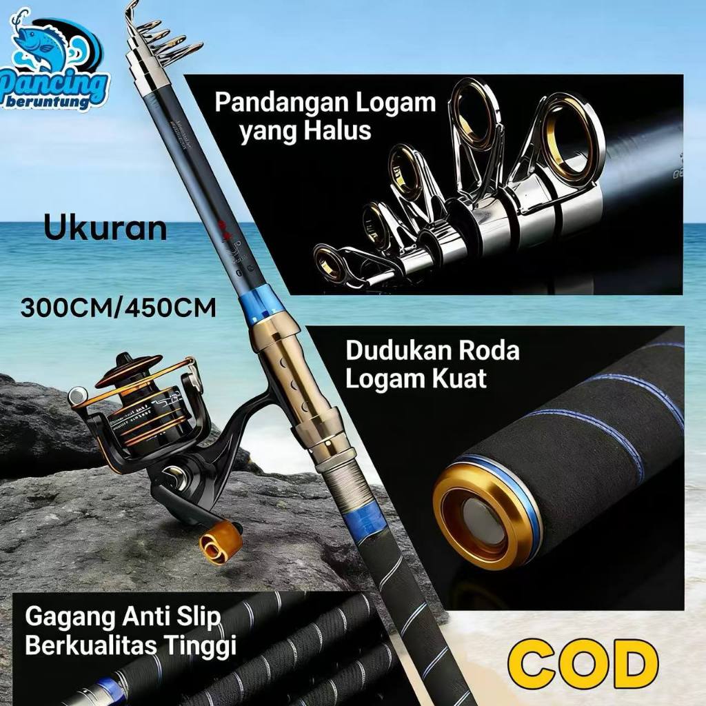 Joran Pancing Laut Karbon Fiber Super Keras Model Baru, Bisa Lempar Jauh, Dilengkapi Pegangan Anyama
