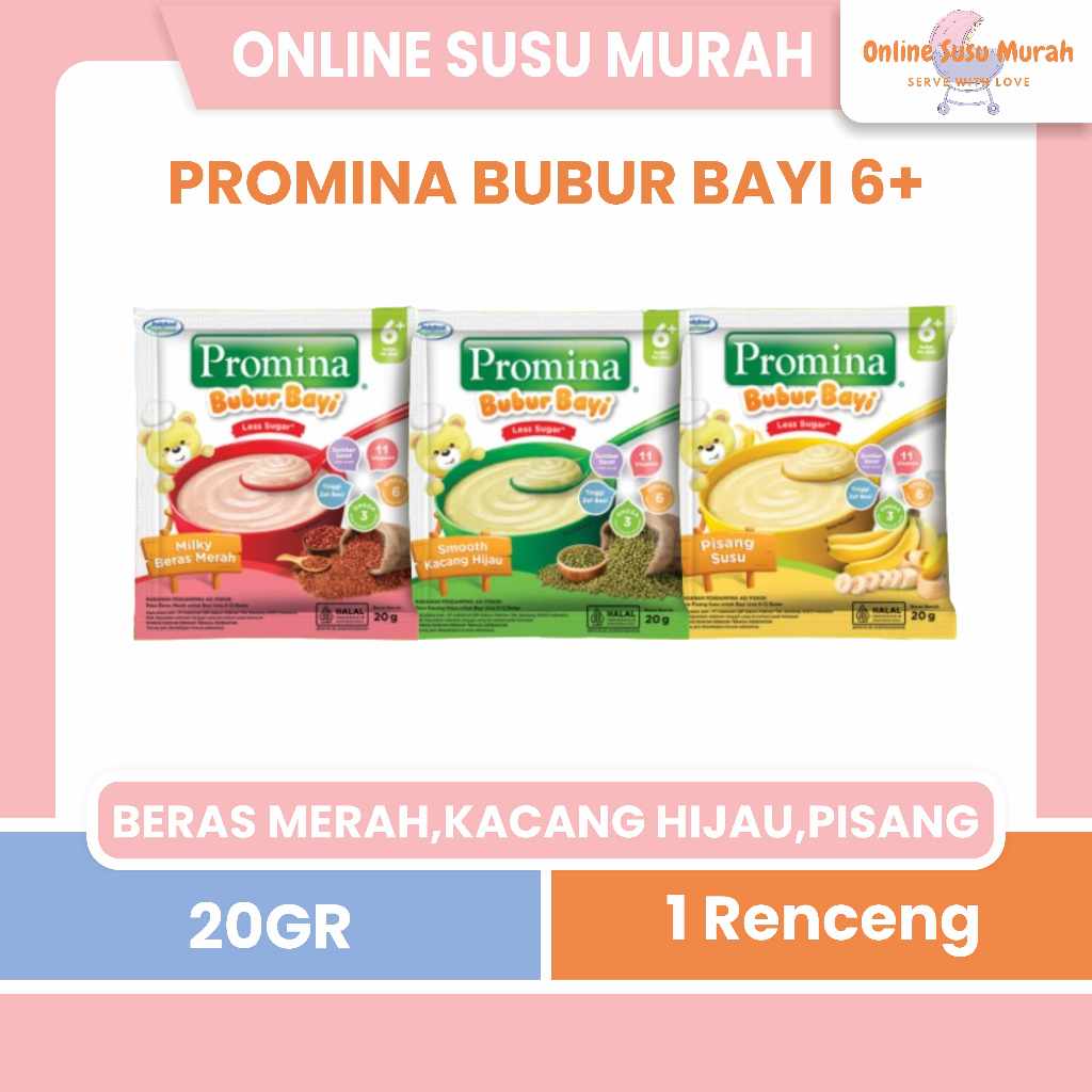 PROMINA 6+ BUBUR BAYI SEREAL 1 RENCENG 8 SACHET 20GR BUBUR BAYI MPASI 20 GR PRLA