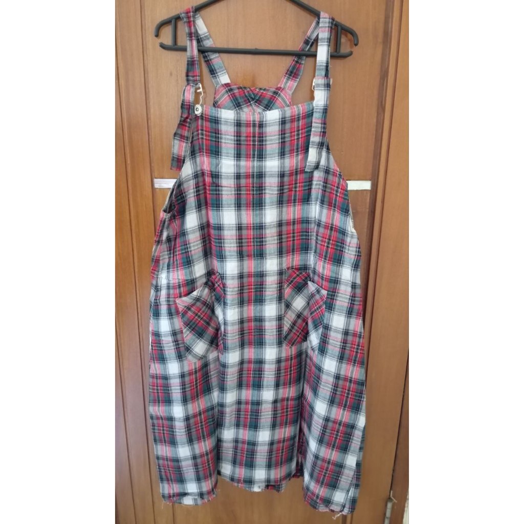 Preloved Overall Midi Kotak-Kotak | Vintage Jumpsuit