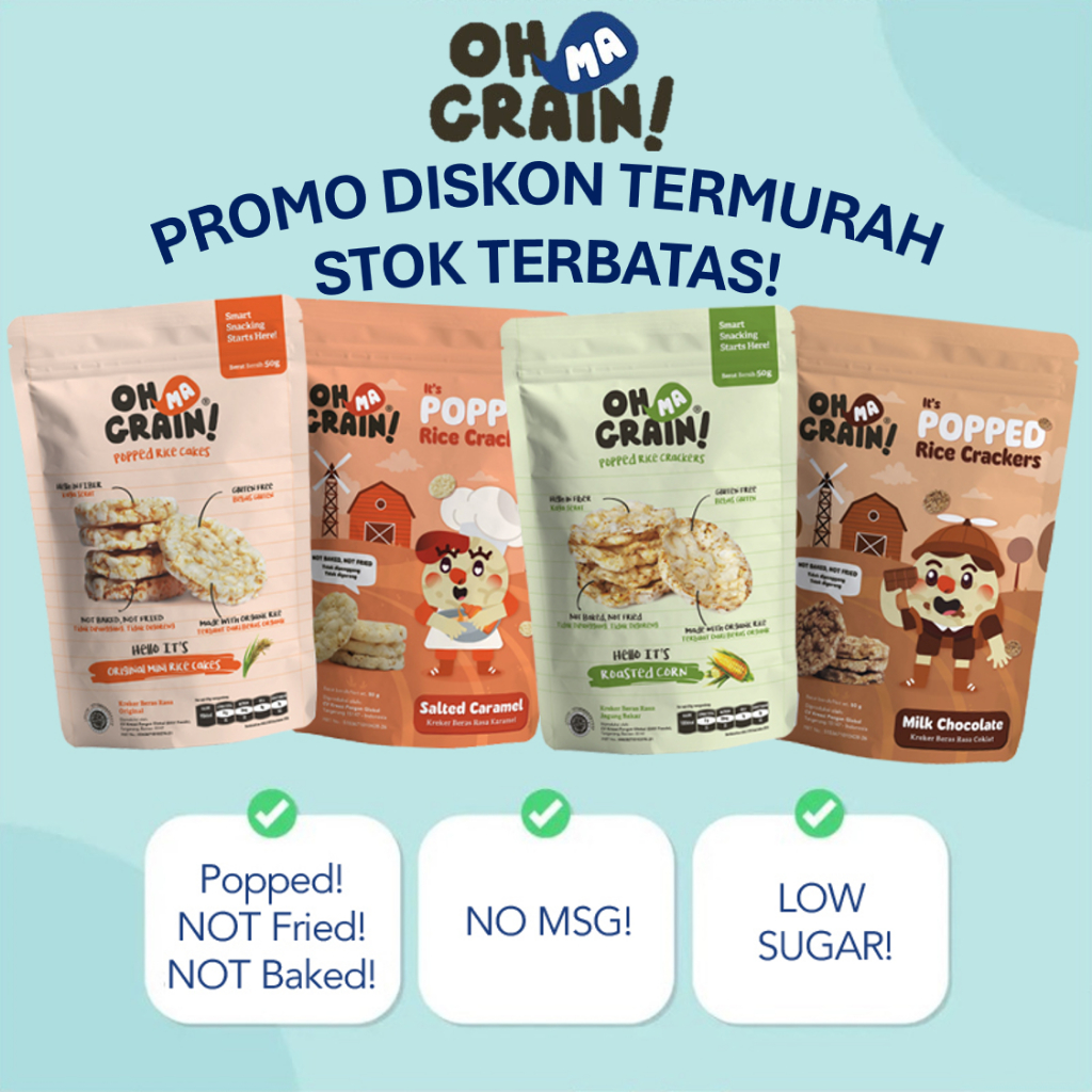 Oh Ma Grain Keripik beras 50gr / Oh Ma Grain  Rice Crackers