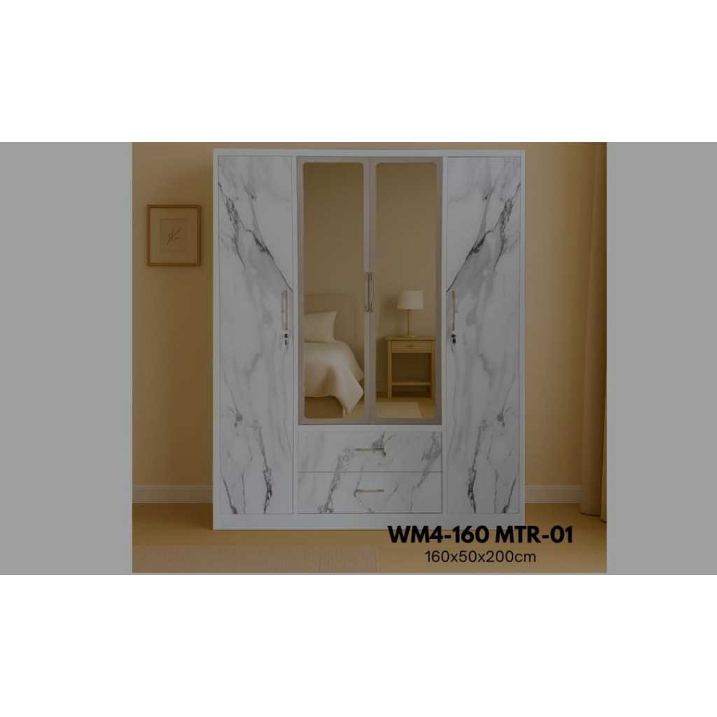 Lemari Pakaian 4 Pintu SLeding Besi / Lemari Baju 4 Pintu SLeding Besi Type WM4 160 KV