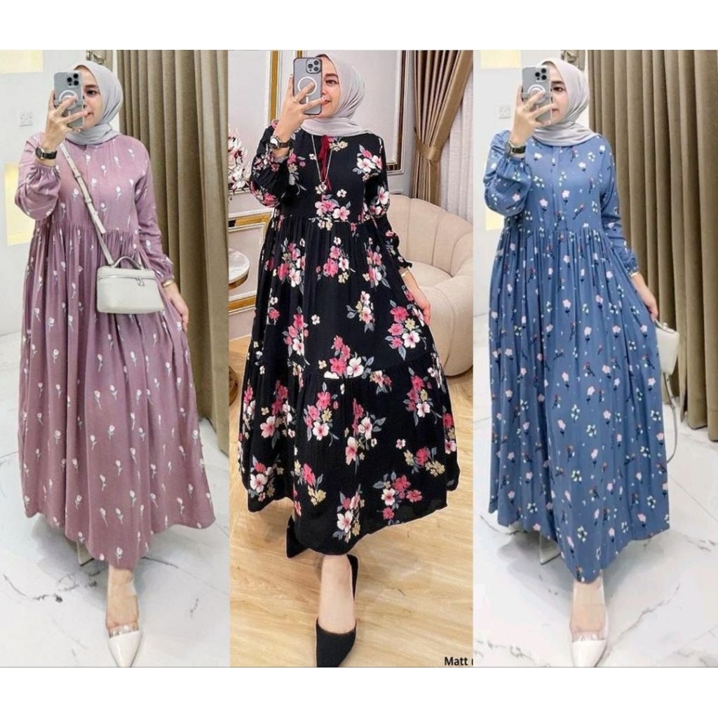 ellisa dress rayon premium / ROYYA DRESS  / gamis rayon premium / midi dress rayon premium / dress k