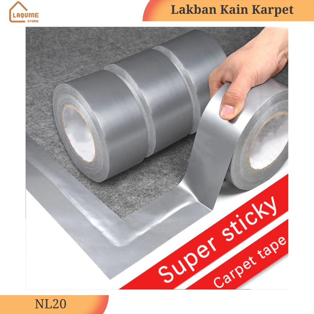 Lakban Karpet Super Sticky Cloth Tape Kain Silver Abu Anti Slip Lantai