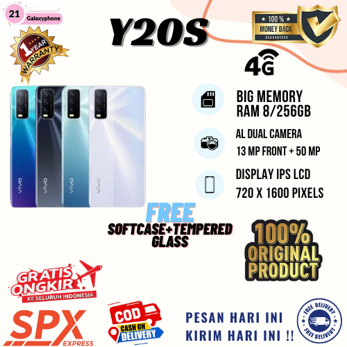 PROMO SMARTPHONE VIVO Y20S 4G RAM 8/256GB FULLSET GARANSI 12 BULAN