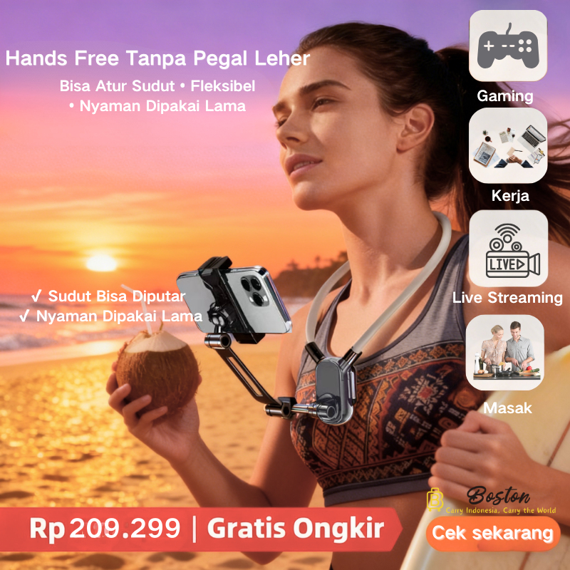 Holder Leher HP Hands Free–Alat Live Streaming untuk Kerja&Gaming |Nyaman & Fleksibel  |Gaya Telesin