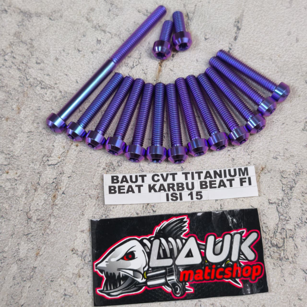 Baut cvt titanium beat karbu / baut titanium cvt beat f1 / baut cvt titanium vario lama 110cc Isi 15