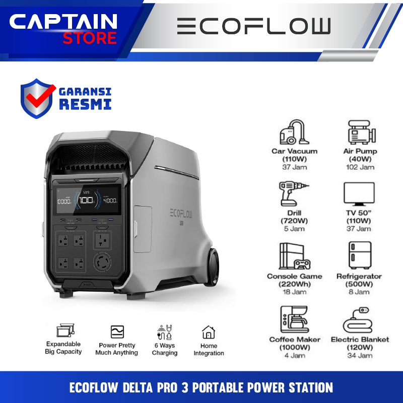 EcoFlow Delta Pro 3 4000W Portable Power Station Camping RV Powerbank Power Bank Portable UPS - EcoF
