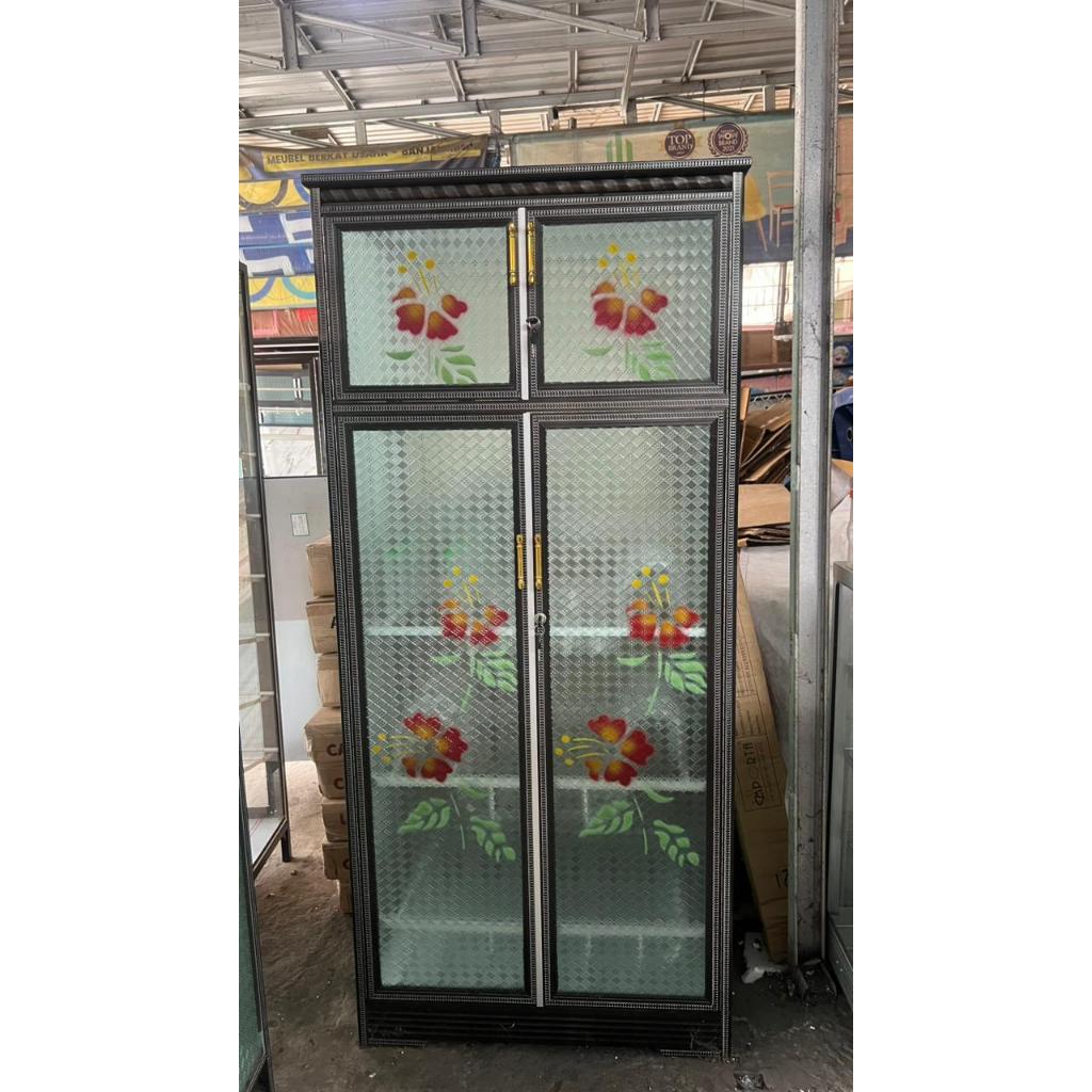 RAK PIRING KACA 4 PINTU TINGGI 165 BANJARMASIN