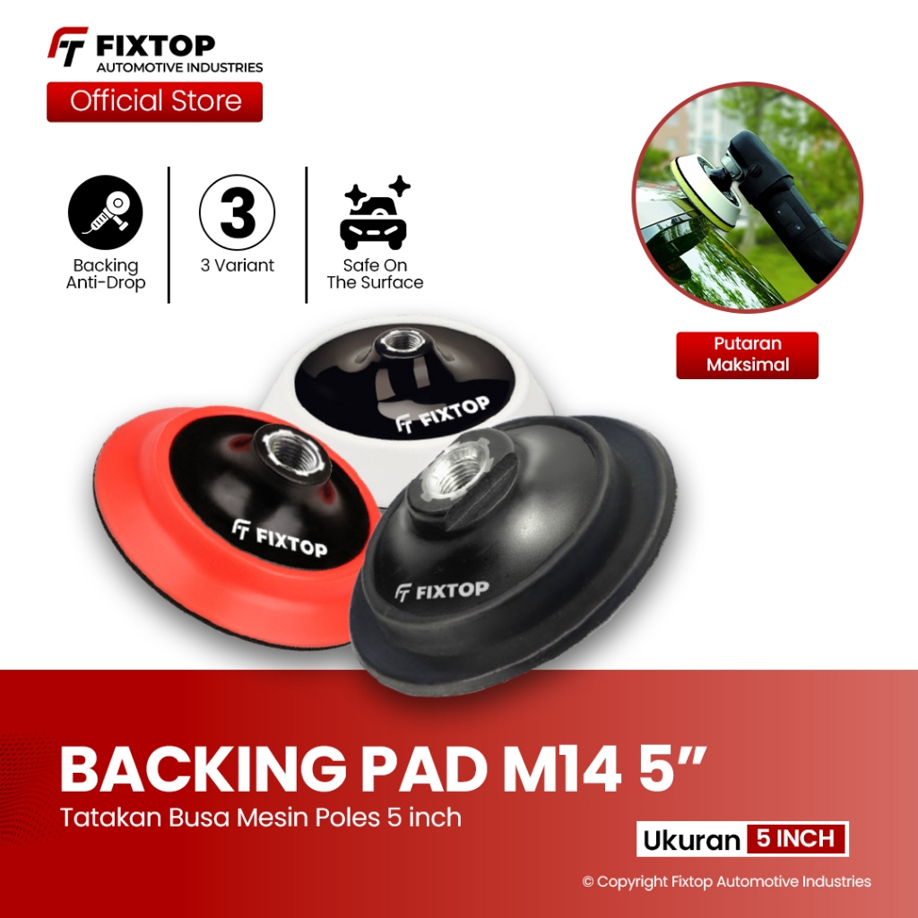 FIXTOP Backing Pad M14 5" Backing Plate untuk Rotary Polisher 5 inch