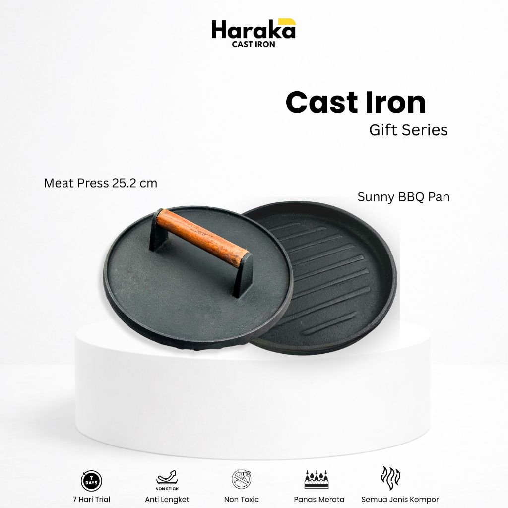 Haraka Cast Iron Cast Gift Set Series / Sunny Grill & Meat Press